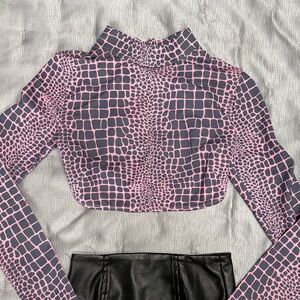 Edikted Pink and Black Cropped Top